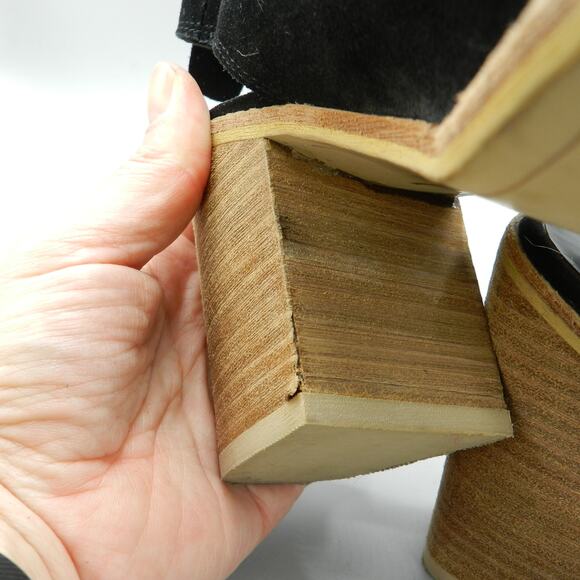 Dolce Vita Black Suede Slingback‎ Booties Size 7.5 Block Heel Ankle Zip - Picture 6 of 11